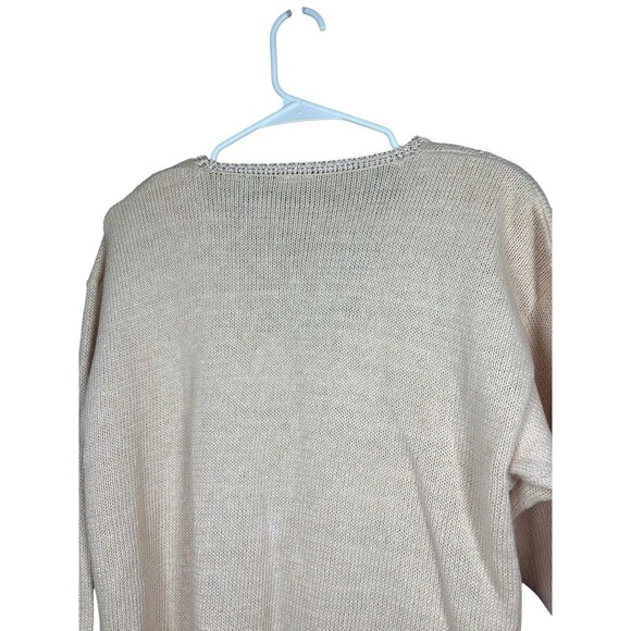 Vintage 1990s Women's PM Chunky Knit Cardigan Romantic Embroidered Granny Y2K - Picture 10 of 12